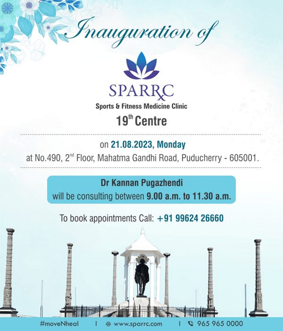 Invitation for the inauguration of the nineteenth SPARRC centre